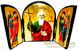 Icon Antique Holy Apostle Andrew Skladen triple - фото