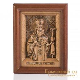 Carved icon of St. Theodosius, Archbishop of Chernigov - фото