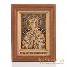 Carved icon of Virgin Mary Seven arrows - фото