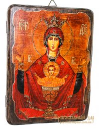 Icon antique Inexhaustible Chalice 21x29 cm Holy Mother of God - фото