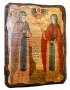 Icon antique of holy Peter and Fevronia Murom 30x40 cm