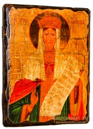 Icon of antique holy Empress Alexandra 17h23 cm - фото