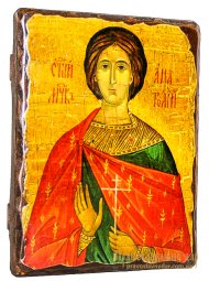 Icon Antique Holy Martyr Anatoly Nicene 17h23 cm - фото