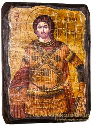 The icon of the Holy Great Martyr antique Artemius 30x40 cm - фото