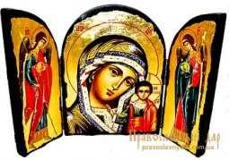 Icon of antique holy Mother of God of Kazan Skladen triple - фото