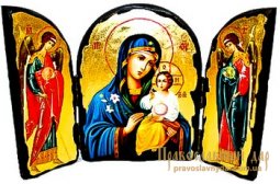 Icon of the Holy Theotokos antique Fadeless Color Skladen triple - фото