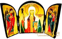 Icon of Saint Blessed antique Georgian Queen Tamara Skladen triple - фото