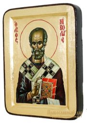 Икона Святой Николай Чудотворец Греческий стиль в позолоте 13x17 см - фото