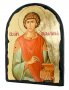 Икона под старину Святой целитель Пантелеймон с позолотой 17x21 см арка