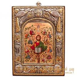 Icon of the Lord Jesus Christ and the 12 Apostles 15x20 cm Byzantine style - фото
