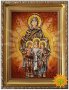 Amber icon of Holy Martyrs Faith, Hope, Love and their mother Sophia 20x30 cm