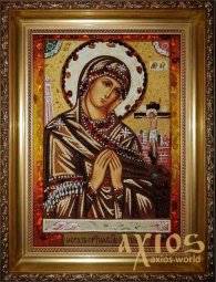 Amber icon of the Theotokos Akhtyrskaya 20x30 cm - фото