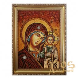 Amber icon of Virgin Mary of Kazan 20x30 cm - фото