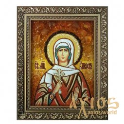 Amber icon of Holy Martyr Kiriena 20x30 cm - фото