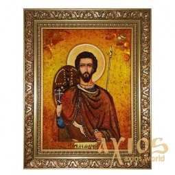 Amber icon of Holy Martyr Andrew Stratilat 20x30 cm - фото