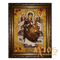 Amber icon of the Theotokos Vsetsaritsa 20x30 cm - фото