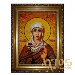 Amber icon of Holy Martyr Galina 20x30 cm - фото