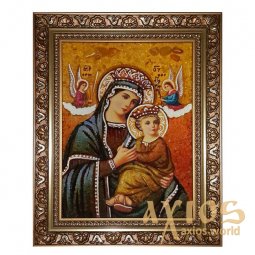 Amber icon of Virgin Mary of Perpetual Help 20x30 cm - фото