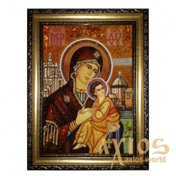 Amber icon of the Theotokos of Grushiv 20x30 cm - фото