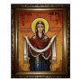 Amber icon Intercession of the Theotokos 20x30 cm