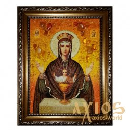 Amber icon of Holy Mother of God  Inexhaustible Chalice 20x30 cm - фото