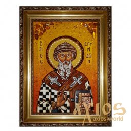 Amber icon of the Holy Saint Spyridon 20x30 cm - фото