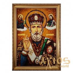 Amber icon of Saint Nicholas 20x30 cm - фото
