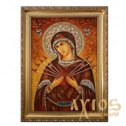 Amber icon of the Theotokos Semistrelnaya 20x30 cm - фото