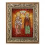 Amber icon of Saints Cyprian and Justina 20x30 cm