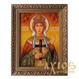 Amber icon of Holy Martyr Alexandra 20x30 cm - фото
