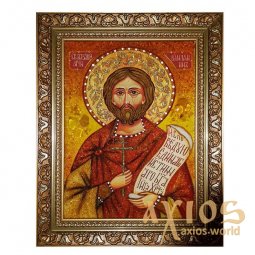Amber icon of Holy Martyr Nazarius Roman 20x30 cm - фото