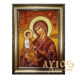 Amber icon of Virgin Mary Three Hands 20x30 cm - фото