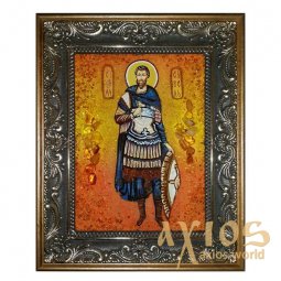 Amber icon of Holy Martyr Savel 20x30 cm - фото