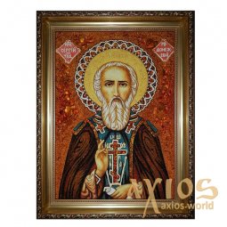 Amber icon of St. Sergiy Radonezhsky 20x30 cm - фото