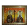 Amber icon of Saints Constantine and Helen 20x30 cm