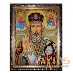 Amber icon of St. Nikolay the Miracleworker 20x30 cm - фото