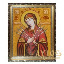 Amber icon of the Mother of God Semistrelnaya 20x30 cm - фото