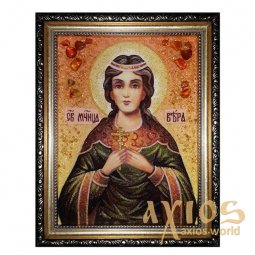 Amber icon of Holy Martyr Vera 20x30 cm - фото