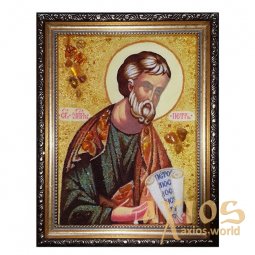 Amber icon of St. Apostol Petr 20x30 cm - фото