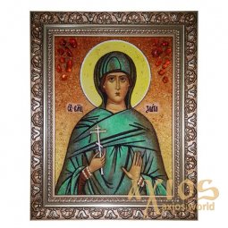 Amber icon of the Holy Great Martyr Zlata 20x30 cm - фото