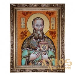 Amber icon of St. John of Kronstadt 20x30 cm - фото