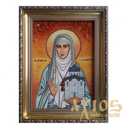 Amber icon of holy Duchess Elizabeth 20x30 cm - фото