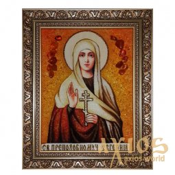 Amber icon of Holy Martyr Eugenia 20x30 cm - фото