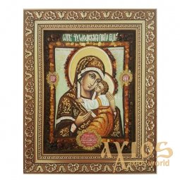 Amber Icon of the Blessed Virgin Chukhlomskaya 30x40 cm - фото