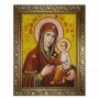 Amber Icon of the Most Holy Theotokos of Tikhvin 30x40 cm