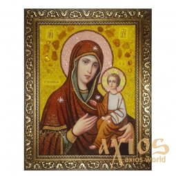Amber Icon of the Blessed Virgin Tikhvinskaya 60x80 cm - фото
