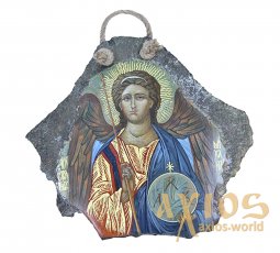 Written icon on the stone Archangel Michael (belt) 20x20 cm - фото