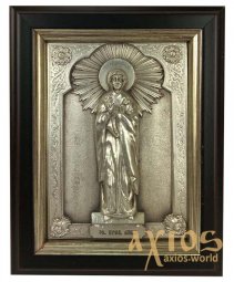 Icon in metal Anna, silver-plated, frame made of wood, 9х11 cm - фото