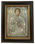 Icon in metal Panteleimon, silver-plated, frame made of wood, 9х11 cm