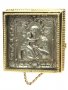 Icon in metal Vladimir the Virgin, silver-plated, gilded frame, 5х5 cm